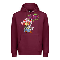 Burgundy strawberry shortcake and cat Premium Hoodie - linhVisuals