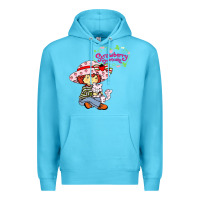 Ocean Blue strawberry shortcake and cat Premium Hoodie - linhVisuals