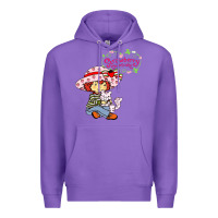 Purple strawberry shortcake and cat Premium Hoodie - linhVisuals