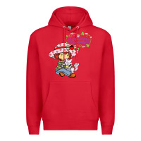 Red strawberry shortcake and cat Premium Hoodie - linhVisuals