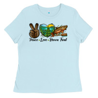 Baby Blue Peace Love Brown Trout Ladies Tee - LillyAllenDesigns