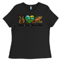 Black Peace Love Brown Trout Ladies Tee - LillyAllenDesigns