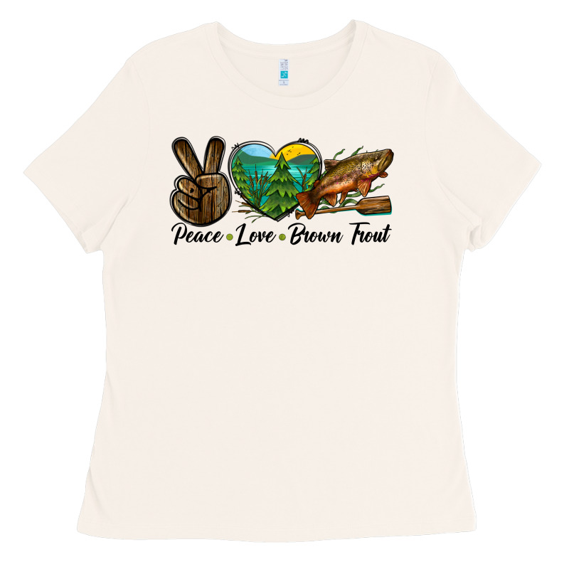 Peace Love Brown Trout Ladies Tee by LillyAllenDesigns | Teevron