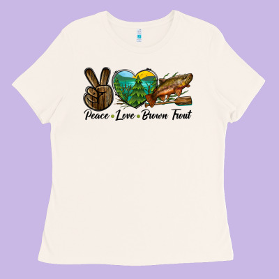 Peace Love Brown Trout Ladies Tee Designed By Lillyallendesigns
