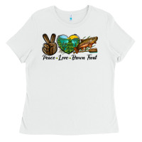 White Peace Love Brown Trout Ladies Tee - LillyAllenDesigns