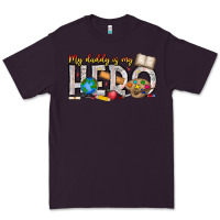 Plum My Daddy is my Hero Teacher Premium Tee - CowhideDigitalArt