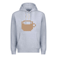 Heather Grey pixel coffee Premium Hoodie - linhVisuals