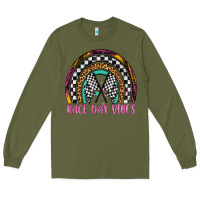 Army Green race day vibes rainbow Long Sleeve Tee - Artiststas