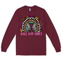 Burgundy race day vibes rainbow Long Sleeve Tee - Artiststas