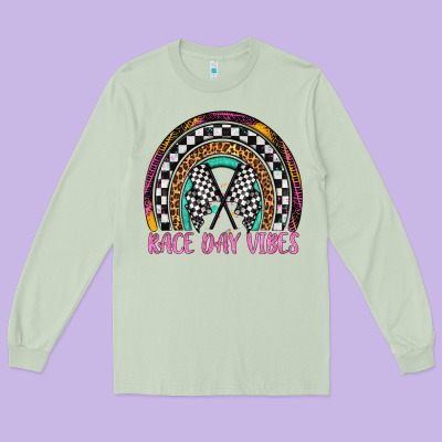 Race Day Vibes Rainbow Long Sleeve Tee Designed By Artiststas