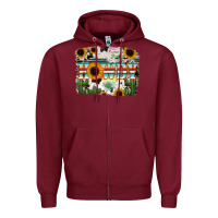 Burgundy Howdy Serape And Sunflower Zipper Hoodie - RanaPortraitStore