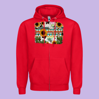 Howdy Serape And Sunflower Zipper Hoodie Designed By Ranaportraitstore