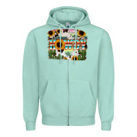 Seafoam Howdy Serape And Sunflower Zipper Hoodie - RanaPortraitStore
