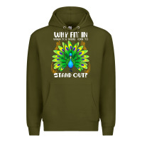 Army Green peacock inspired beautiful color bird (3) Premium Hoodie - linhVisuals
