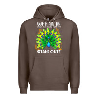 Coffee peacock inspired beautiful color bird (3) Premium Hoodie - linhVisuals