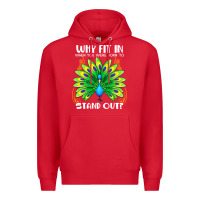 Red peacock inspired beautiful color bird (3) Premium Hoodie - linhVisuals