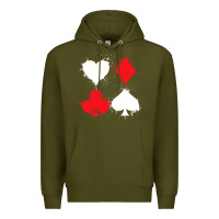 Army Green playing cards poker heart spade club Premium Hoodie - linhVisuals