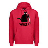 Cardinal Halloween Cat With Knife What Premium Hoodie - linhVisuals