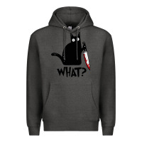 Charcoal Heather Halloween Cat With Knife What Premium Hoodie - linhVisuals