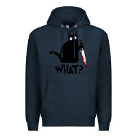Navy Halloween Cat With Knife What Premium Hoodie - linhVisuals