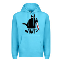 Ocean Blue Halloween Cat With Knife What Premium Hoodie - linhVisuals