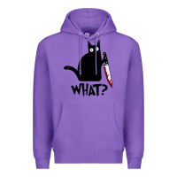 Purple Halloween Cat With Knife What Premium Hoodie - linhVisuals