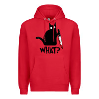 Red Halloween Cat With Knife What Premium Hoodie - linhVisuals