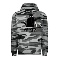 Slate Camo Halloween Cat With Knife What Premium Hoodie - linhVisuals