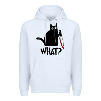 White Halloween Cat With Knife What Premium Hoodie - linhVisuals