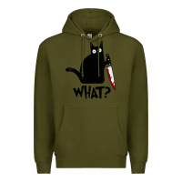Army Green Halloween Cat With Knife What Premium Hoodie - linhVisuals