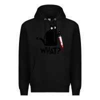 Black Halloween Cat With Knife What Premium Hoodie - linhVisuals