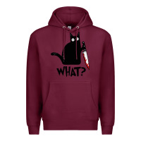 Burgundy Halloween Cat With Knife What Premium Hoodie - linhVisuals