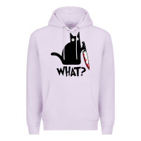 Lilac Halloween Cat With Knife What Premium Hoodie - linhVisuals