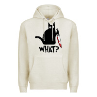 Oatmeal Heather Halloween Cat With Knife What Premium Hoodie - linhVisuals