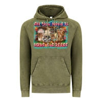 Vintage Olive all you need is love & coffee Vintage Hoodie - BarkalooDesign