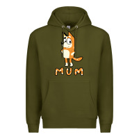 Army Green bluey mom Premium Hoodie - linhVisuals