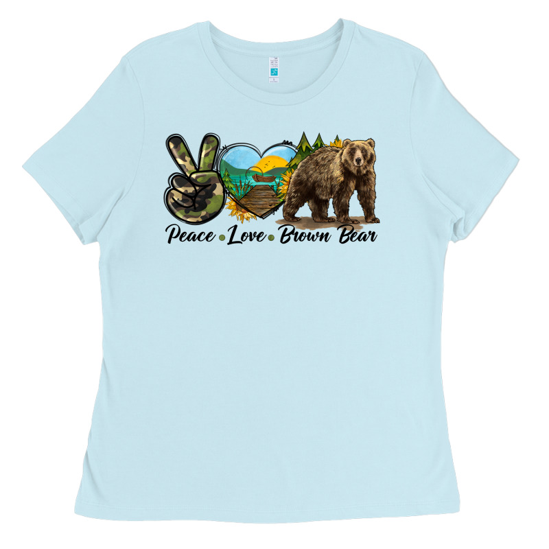 Peace Love Brown Bear Ladies Tee by LillyAllenDesigns | Teevron