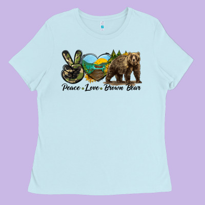 Peace Love Brown Bear Ladies Tee Designed By Lillyallendesigns
