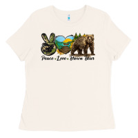 Bone Peace Love Brown Bear Ladies Tee - LillyAllenDesigns