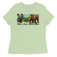 Matcha Peace Love Brown Bear Ladies Tee - LillyAllenDesigns