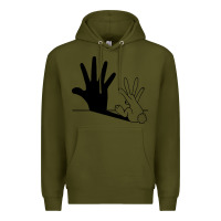 Army Green rabbit hand shadow Premium Hoodie - linhVisuals