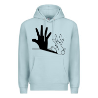 Blue Mist rabbit hand shadow Premium Hoodie - linhVisuals