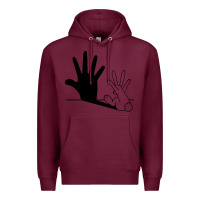 Burgundy rabbit hand shadow Premium Hoodie - linhVisuals