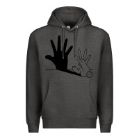 Charcoal Heather rabbit hand shadow Premium Hoodie - linhVisuals