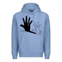 Colony Blue rabbit hand shadow Premium Hoodie - linhVisuals