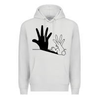 Dove Grey rabbit hand shadow Premium Hoodie - linhVisuals