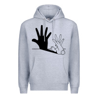 Heather Grey rabbit hand shadow Premium Hoodie - linhVisuals