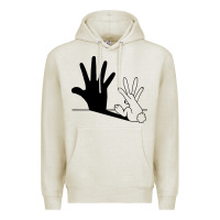 Oatmeal Heather rabbit hand shadow Premium Hoodie - linhVisuals