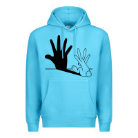 Ocean Blue rabbit hand shadow Premium Hoodie - linhVisuals