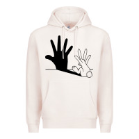 Pale Pink rabbit hand shadow Premium Hoodie - linhVisuals